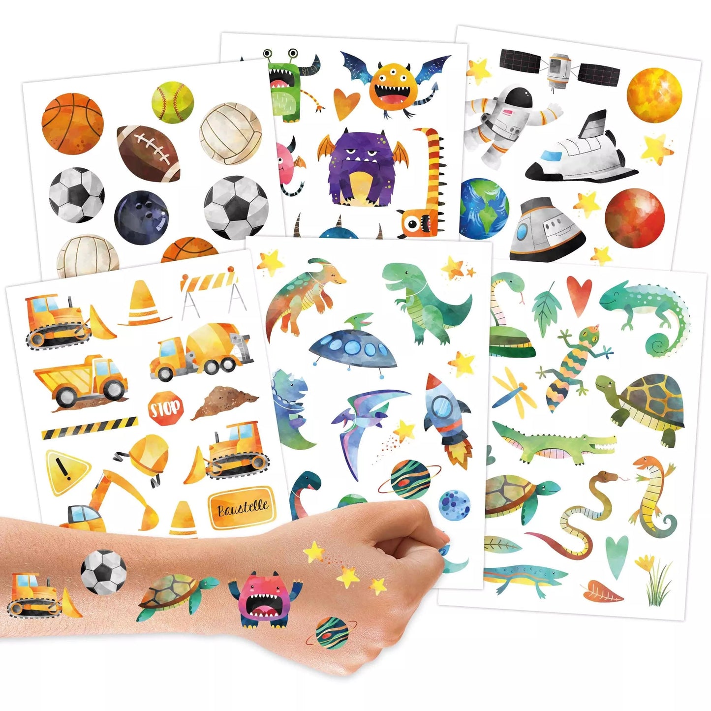 100 Tatouages Métalliques - Animaux/Sports/Camions