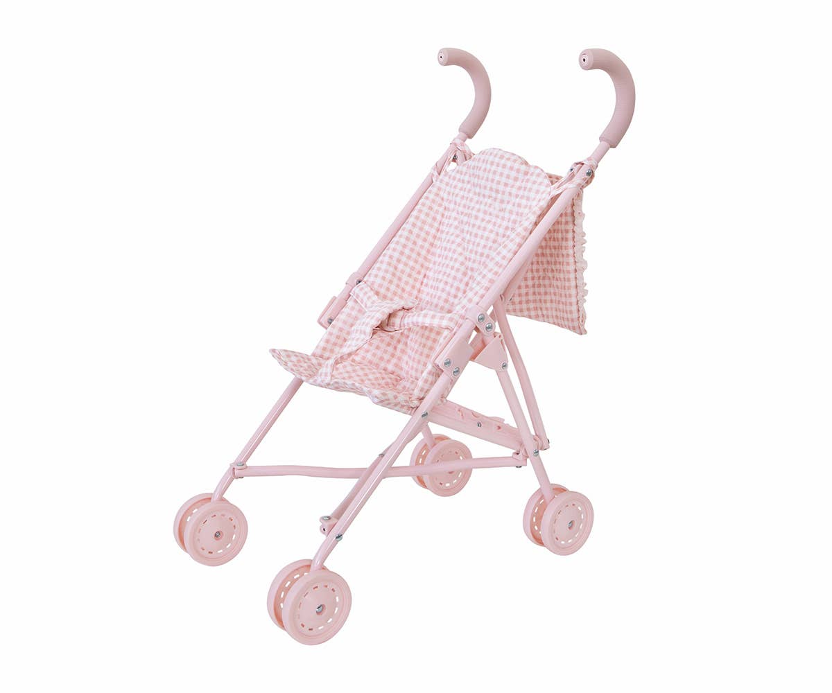 Poussette poupée - Vichy rose