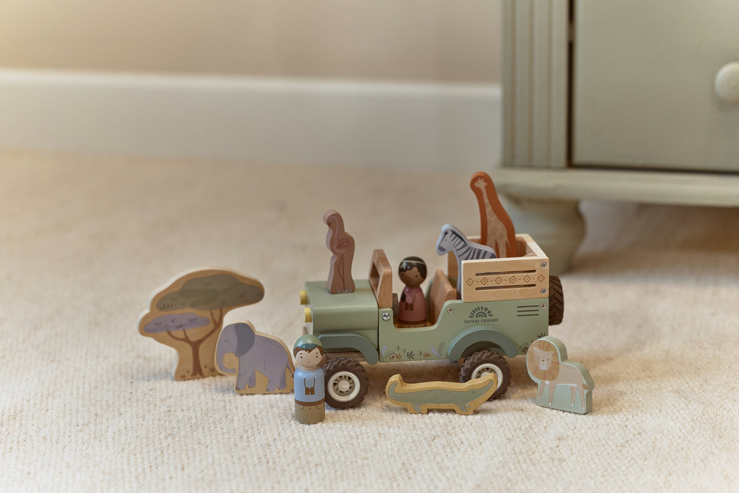 Jouet en bois - Voiture et Animaux Safari Friends