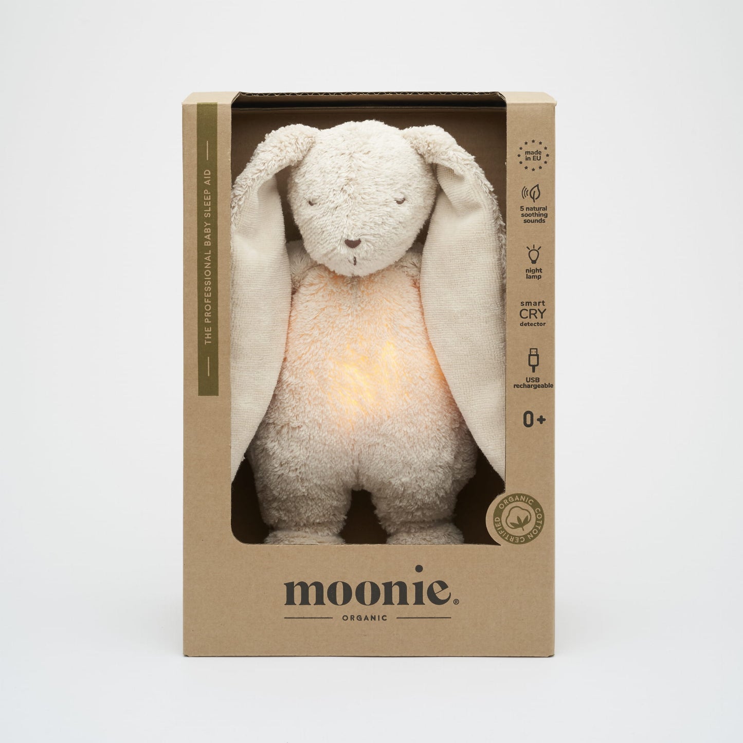 Peluche/Veilleuse bruits blancs - Moonie Lapin Sable