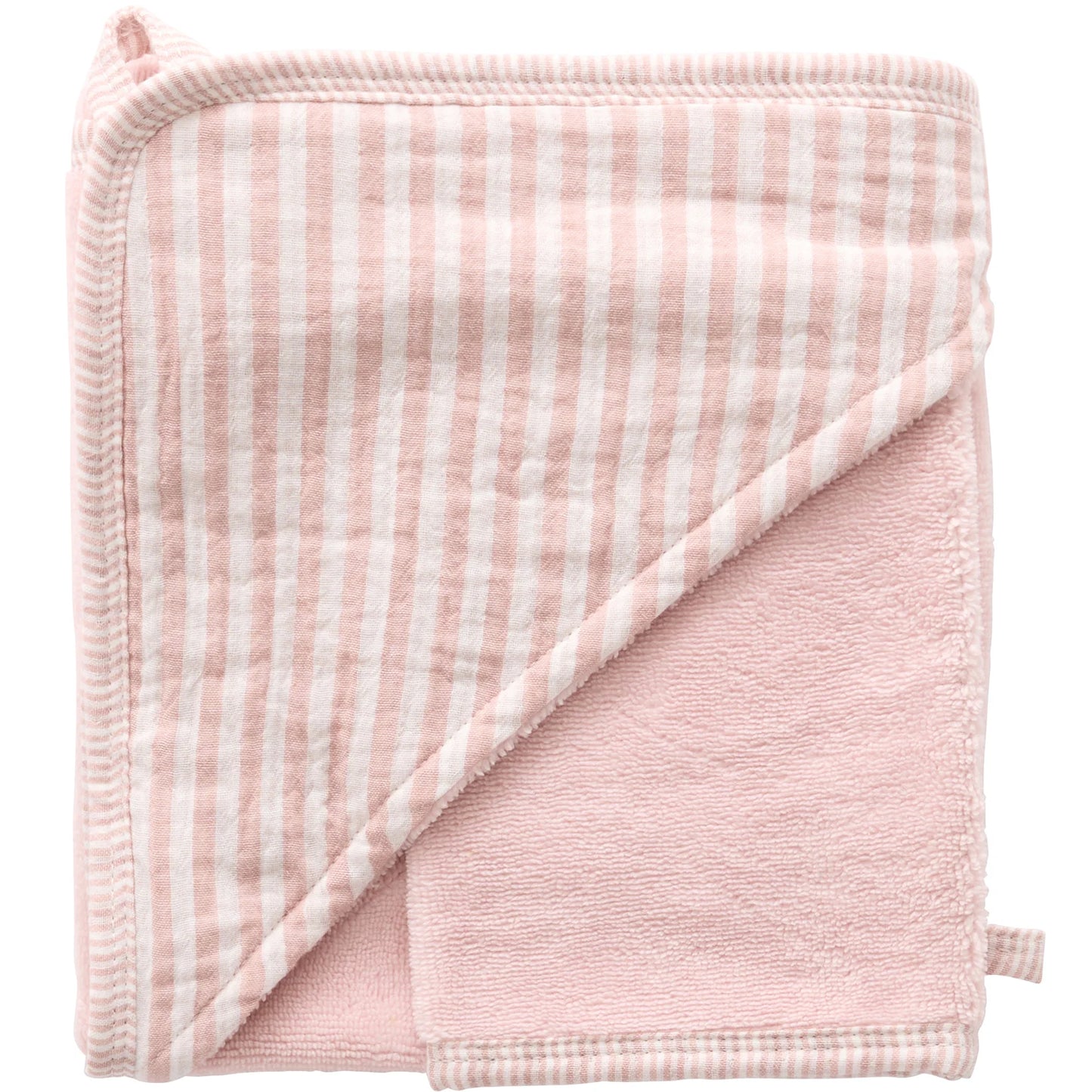 Cape de bain + gant - Rayé Blush