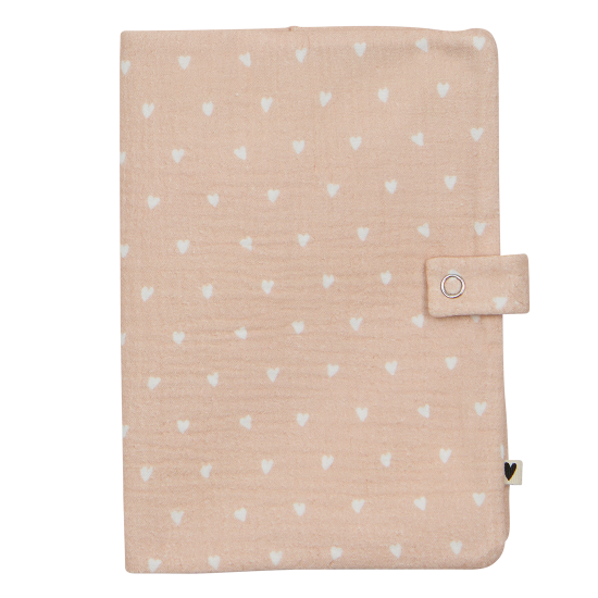 Protège carnet - Petits Cœurs Beige