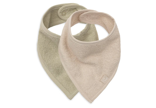 Lot de 2 bavoirs/bandanas - Matcha/Sable