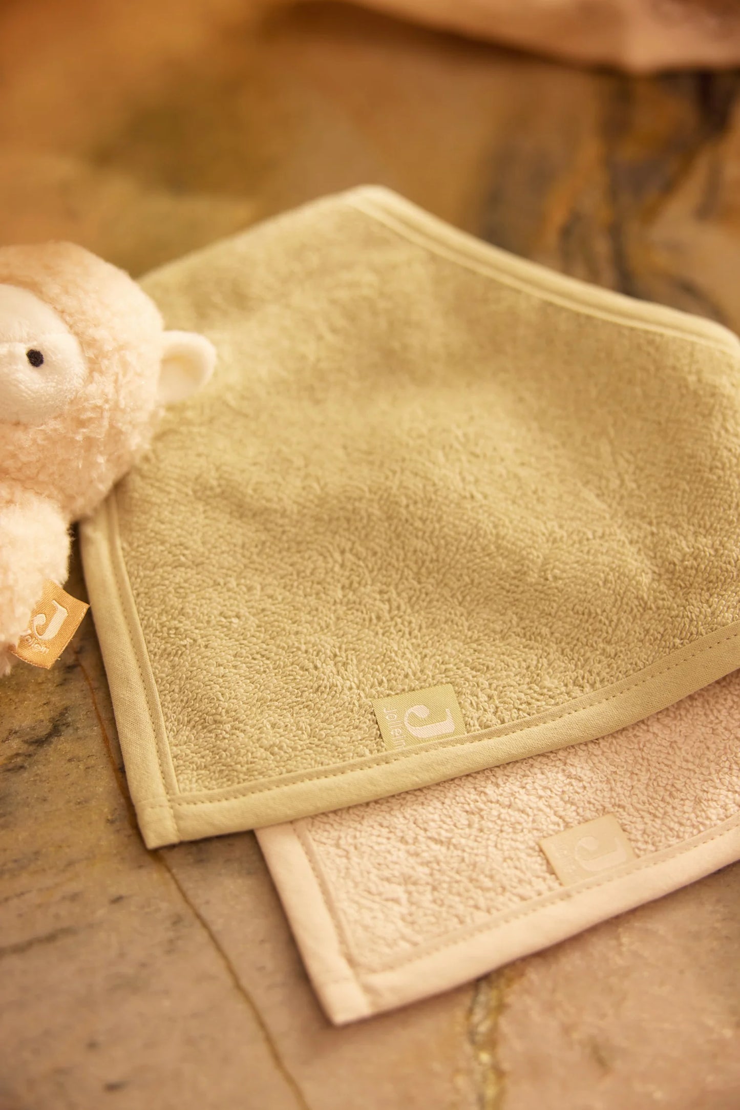 Lot de 2 bavoirs/bandanas - Matcha/Sable