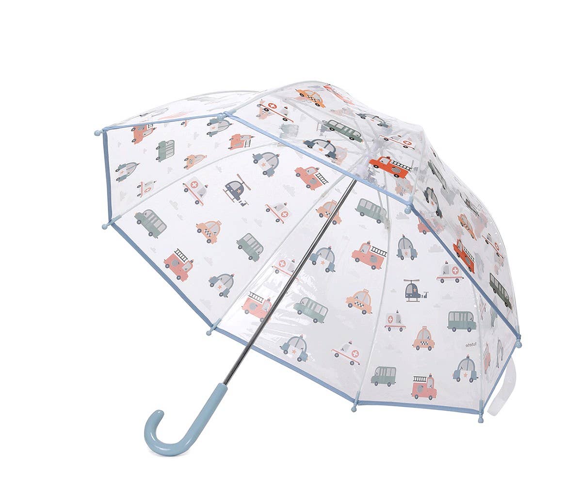 Parapluie transparent pour enfants avec voitures de la ville