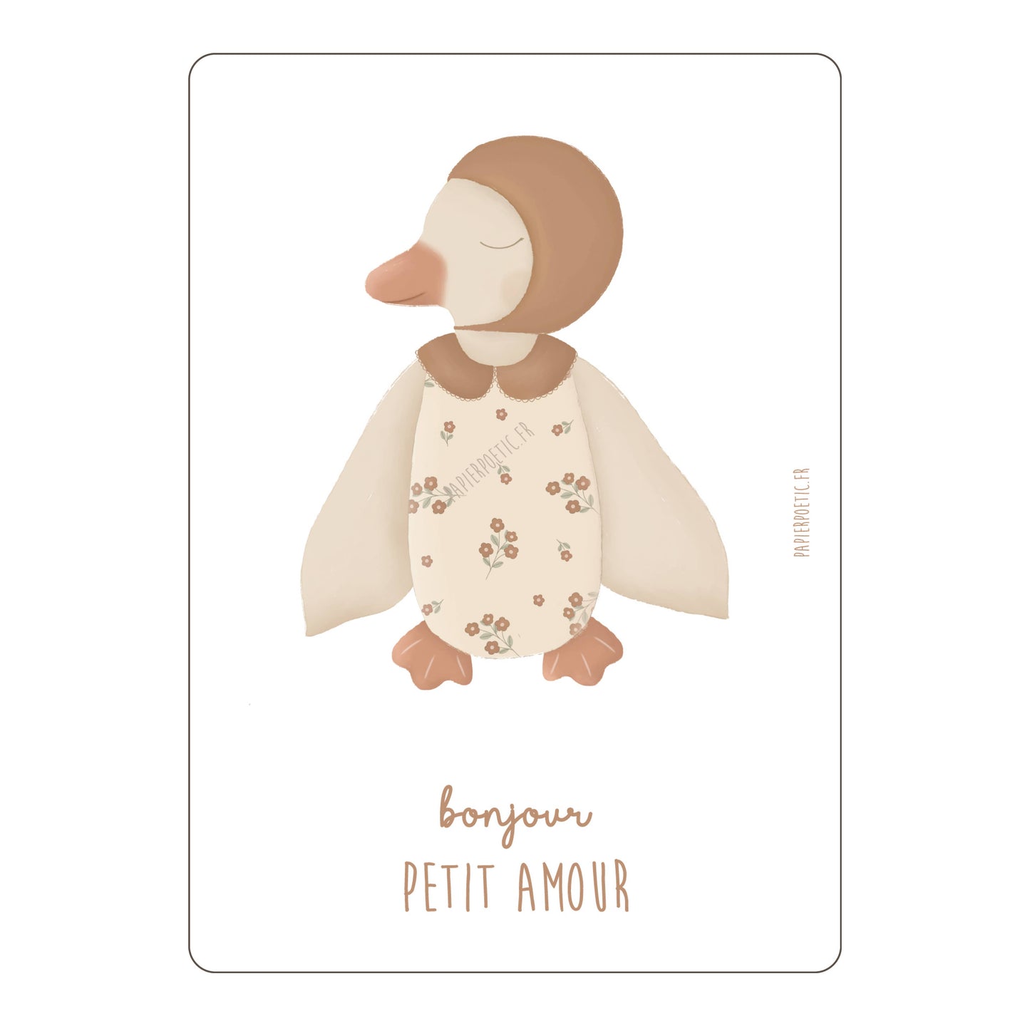 Carte naissance - Doudou Canard Fleuri