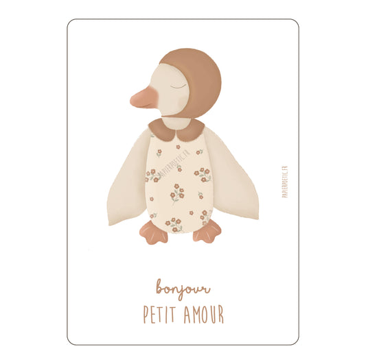 Carte naissance - Doudou Canard Fleuri