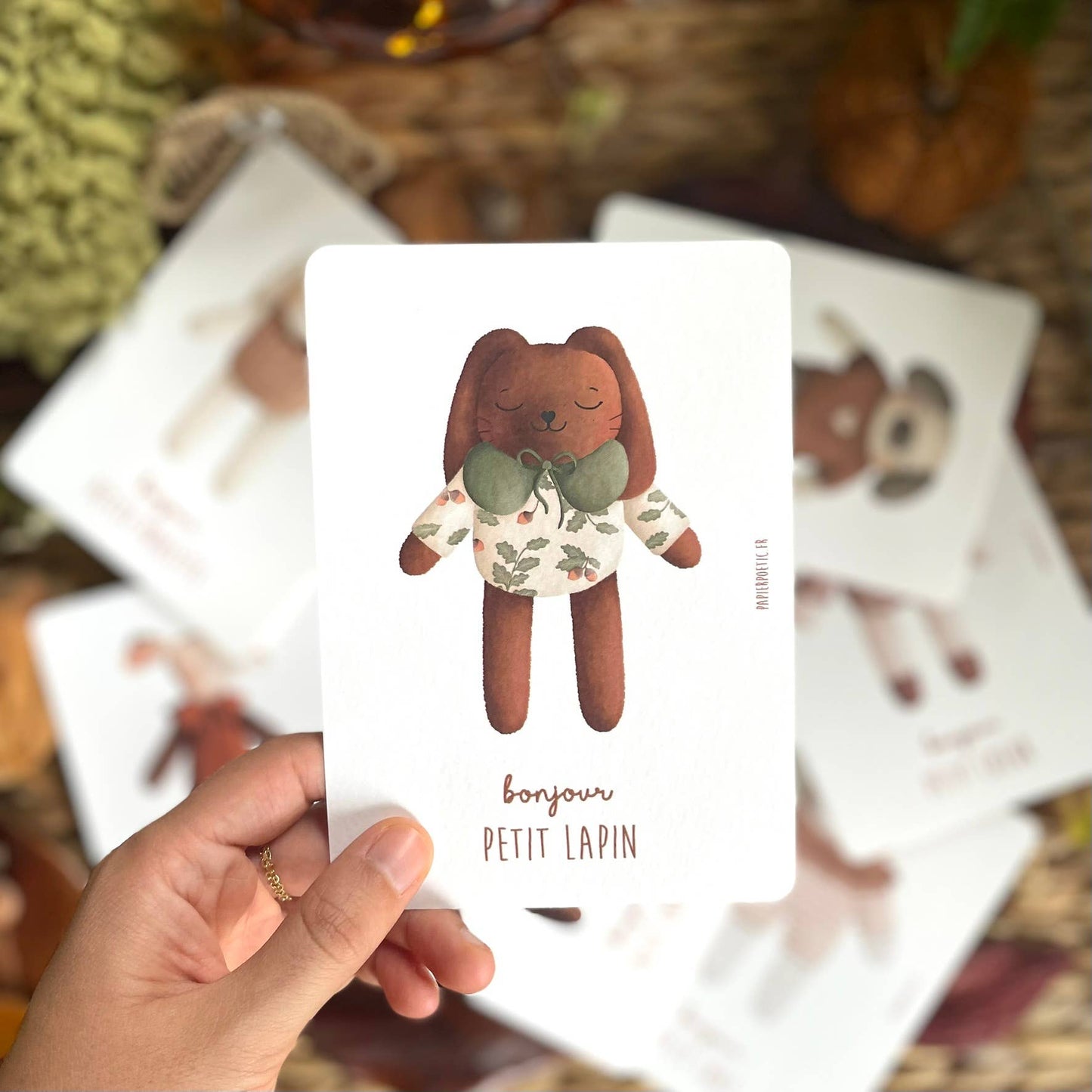 Carte naissance "Doudou Lapin marron"