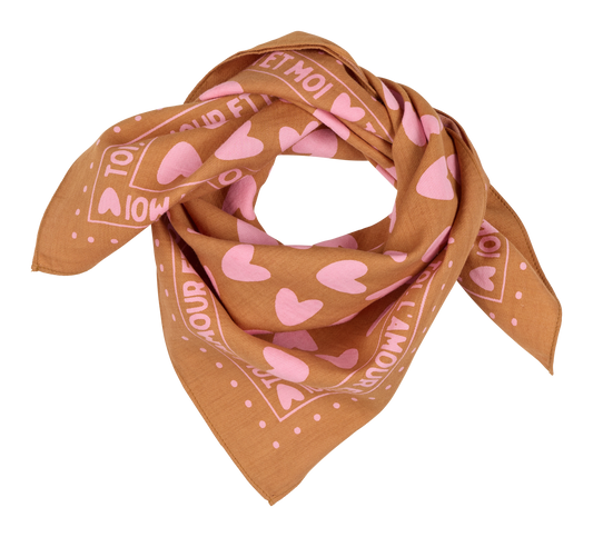 Foulard Amour - Marron/Rose