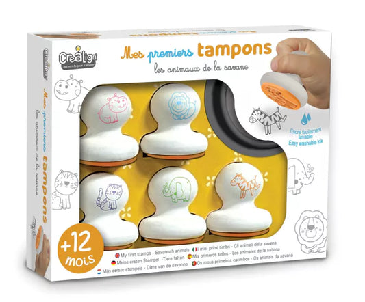 Kit Tampons Enfants Aladine Animaux Savane, Encre Lavable