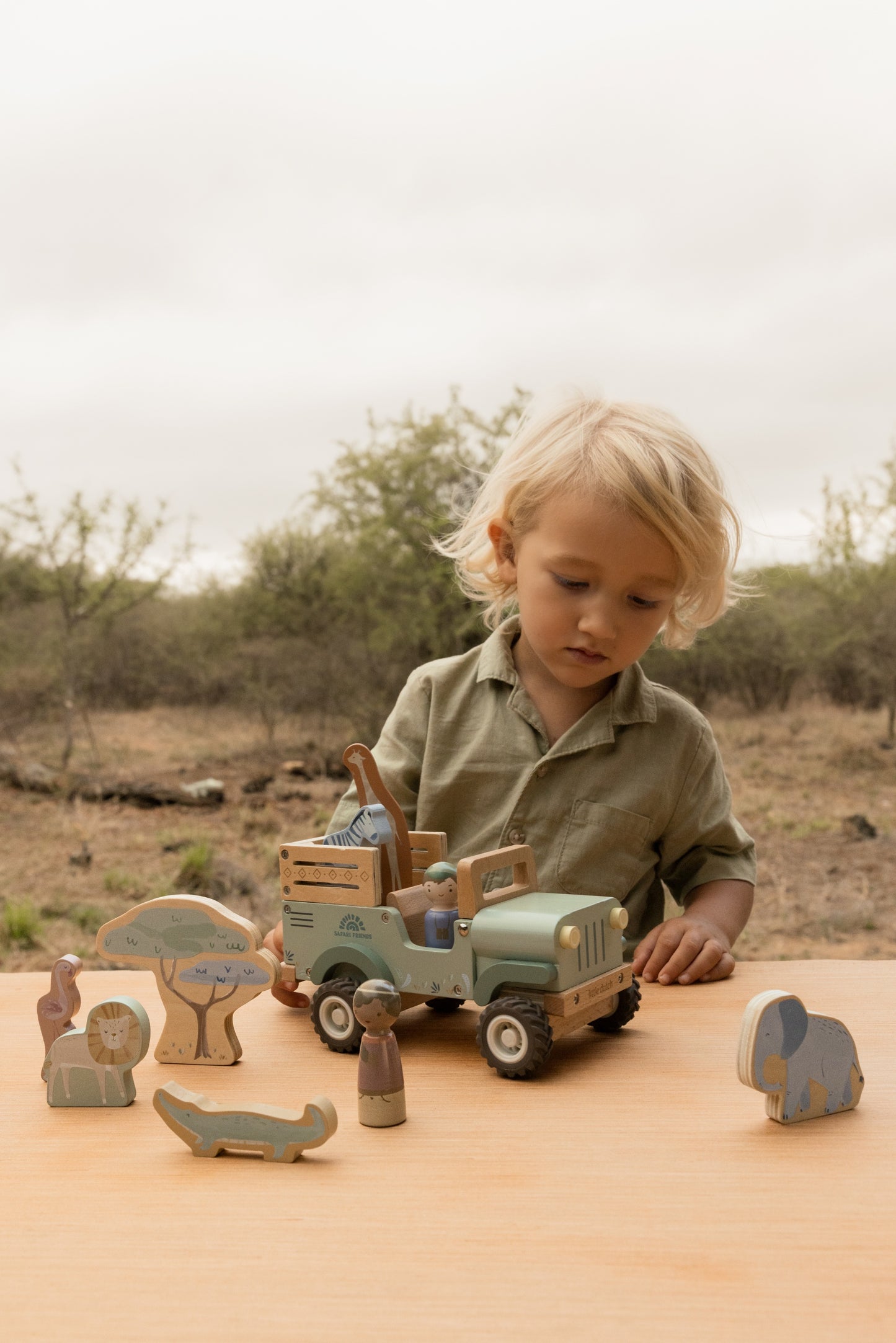 Jouet en bois - Voiture et Animaux Safari Friends