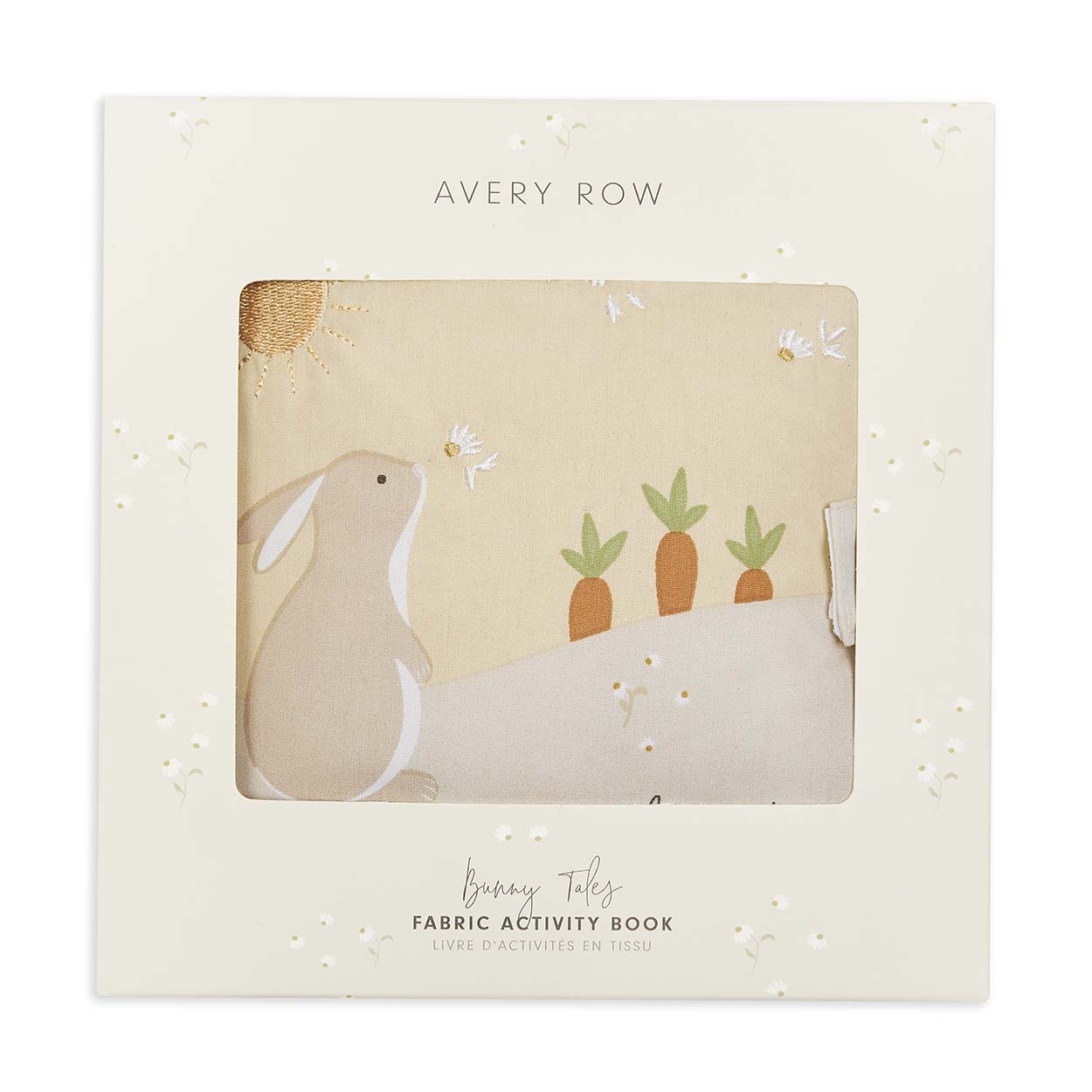 Livre d'éveil bébé en tissu lapin carotte - Avery Row chez P'tit Woody