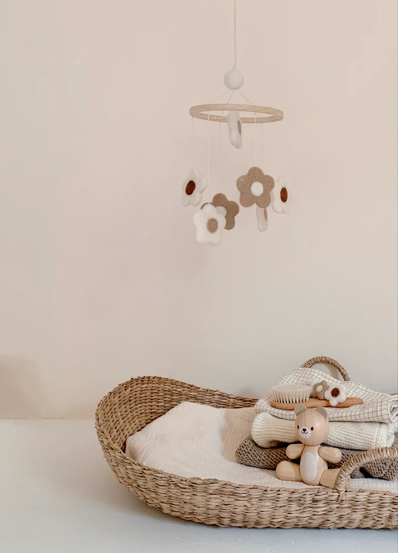 Support mobile bébé en bois à décorer - 24 cm - Mobile à décorer