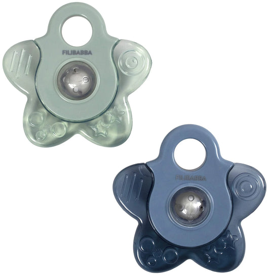 Lot de 2 anneaux de dentition Froid - Bleu/Sauge