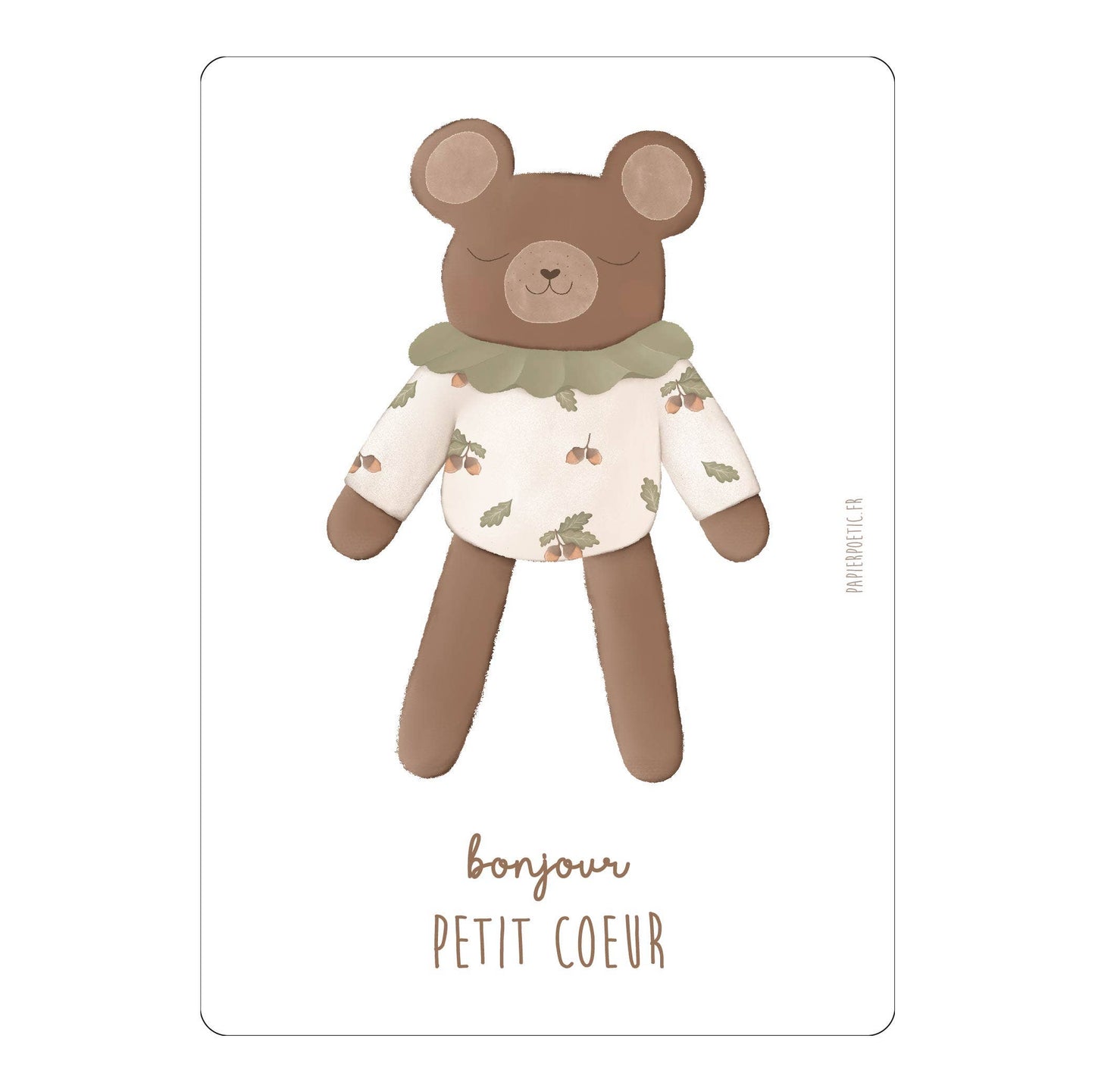 Carte naissance - Doudou ours sauge