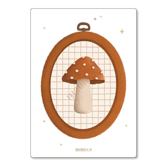 Carte postale "Broderie champignon"