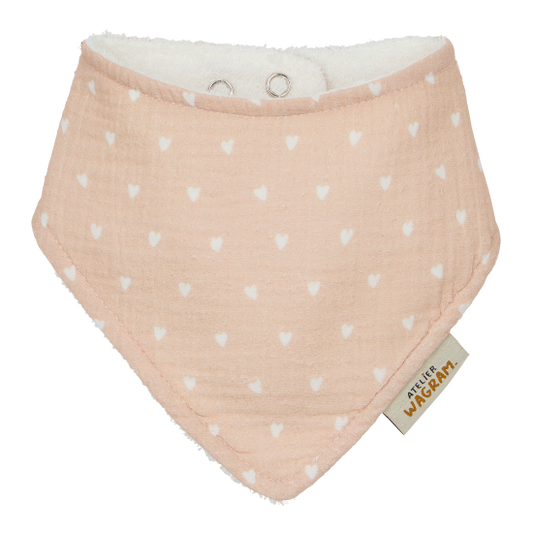 Bavoir/bandana - Petits Cœurs Beige