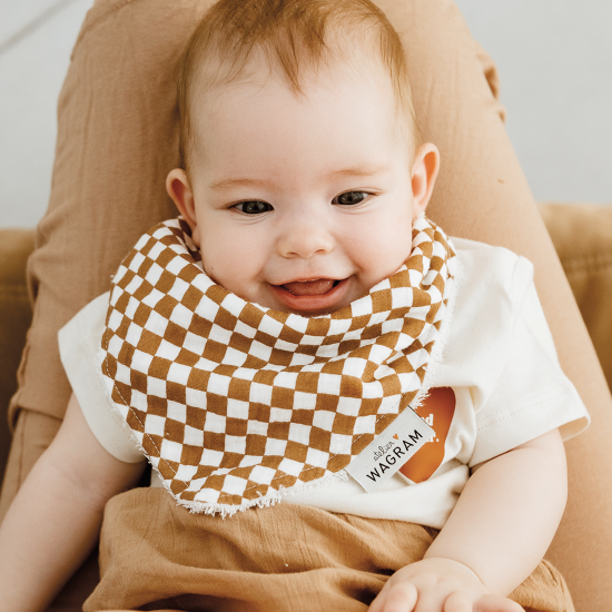Bavoir/bandana - Damier Marron/Blanc