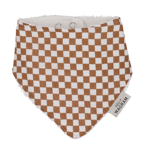 Bavoir/bandana - Damier Marron/Blanc