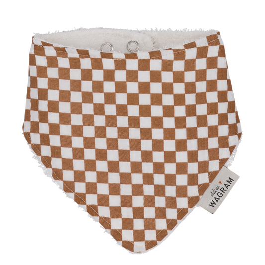 Bavoir/bandana - Damier Marron/Blanc