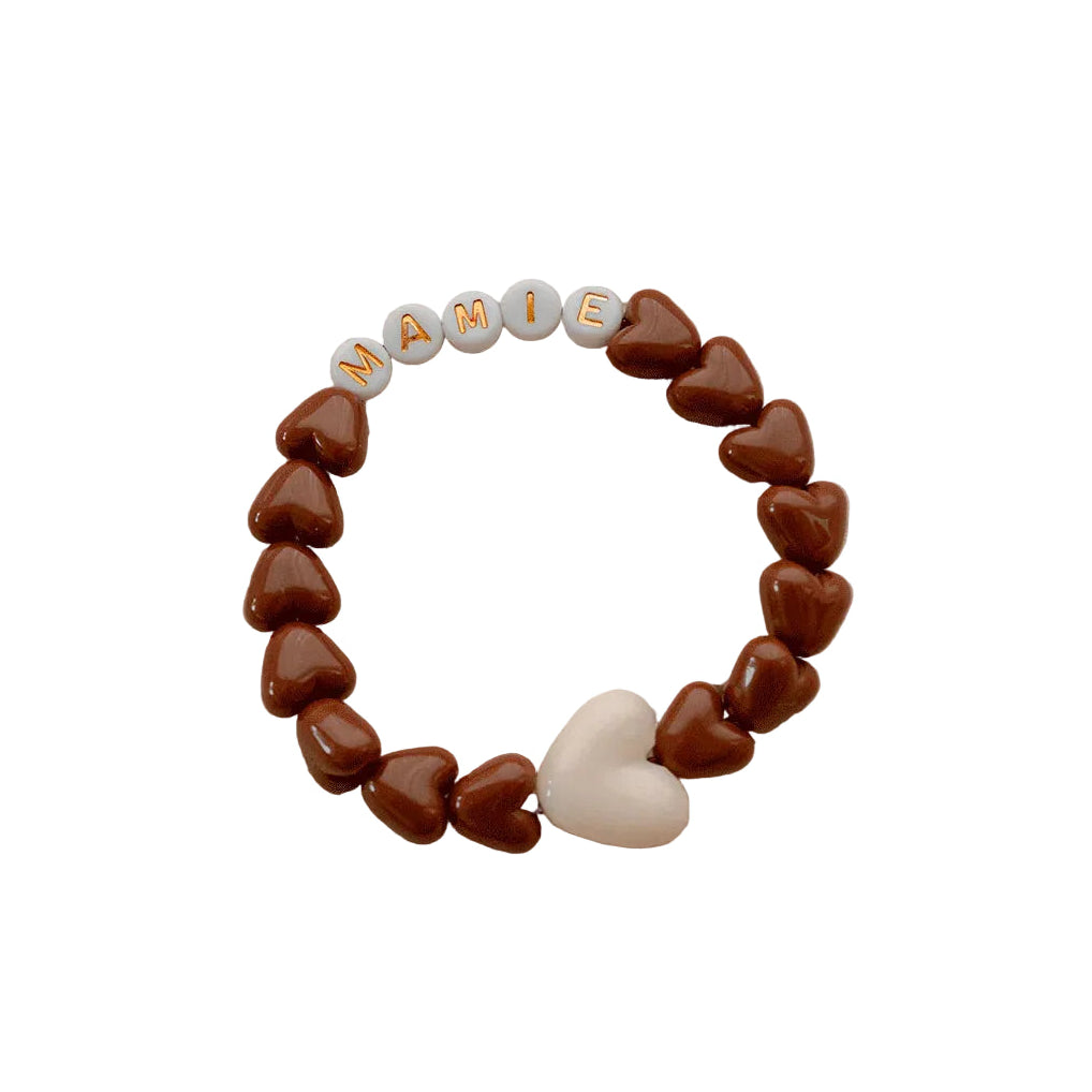 Bracelet MAMIE - Cœurs Marron