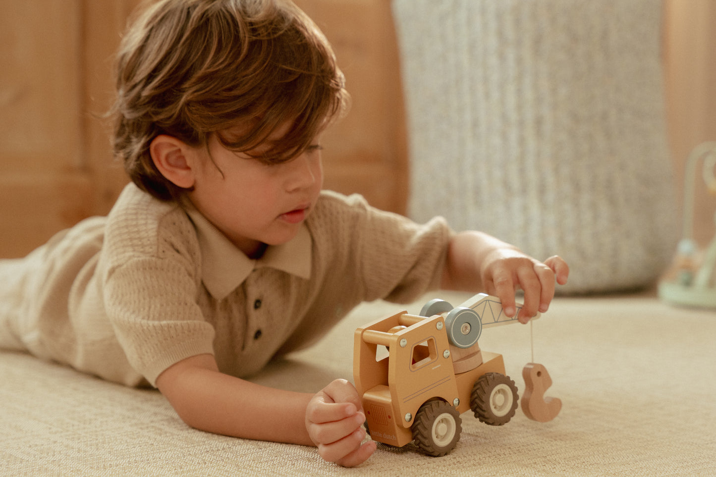 Jouet en bois - Camion grue