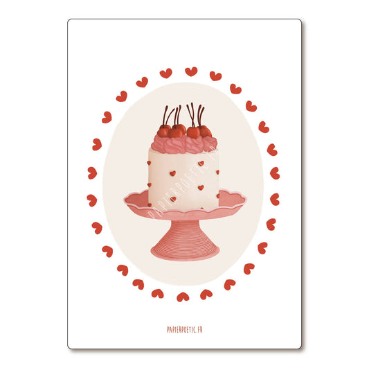 Carte anniversaire "Gâteau cœurs"