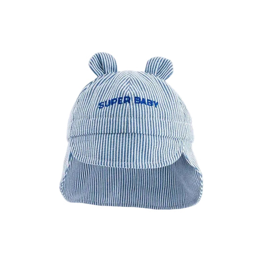 Chapeau bébé "SUPER BABY" - Bleu/Blanc