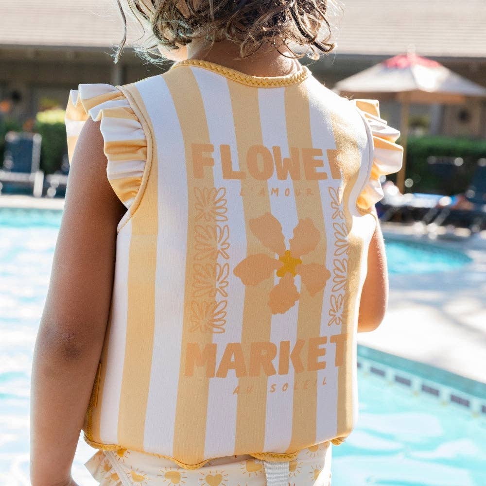 Gilet de natation - Fleurs Jaune - 2/3 ans