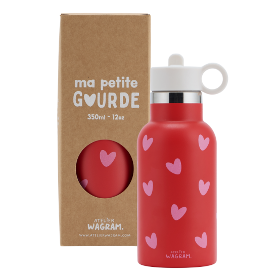 Gourde 350ml - Cœurs Rose
