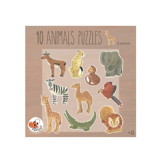 Puzzle 10 animaux - 2 pièces