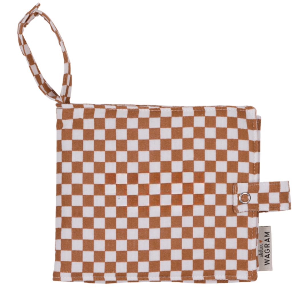 Album photo tissu - Damier Marron/Blanc