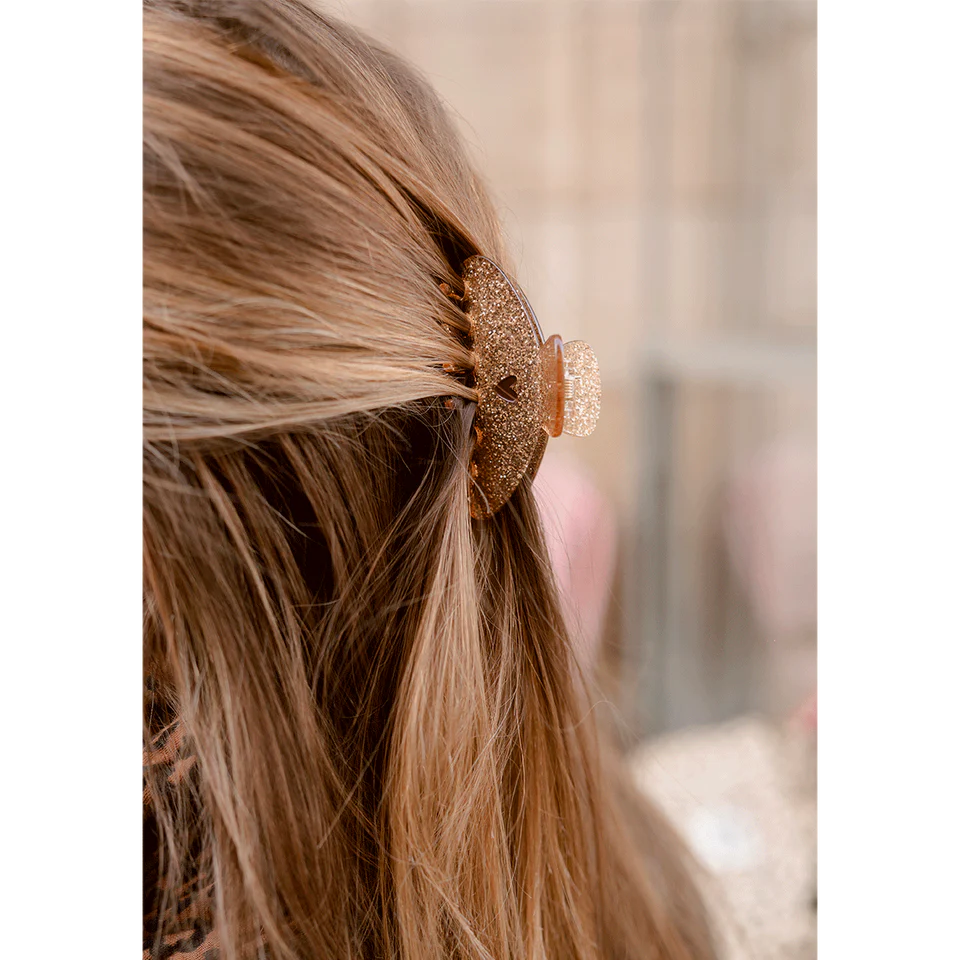 Pince à cheveux "cœur" - Pailleté doré