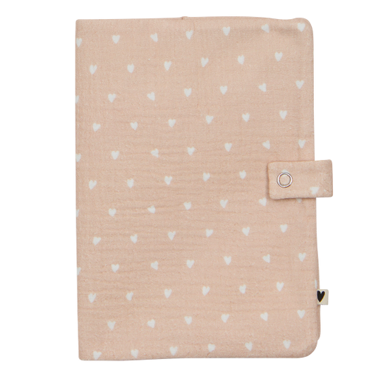 Protège carnet - Petits Cœurs Beige