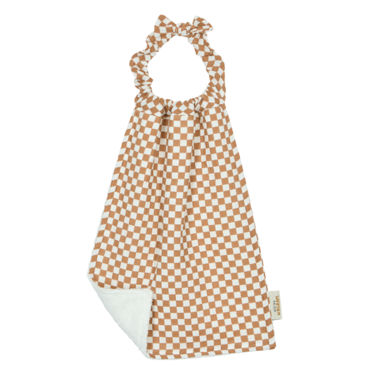 Serviette de cantine - Damier Marron/Blanc