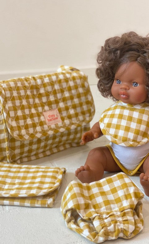 Porte-bébé pour poupée - Vichy Marron