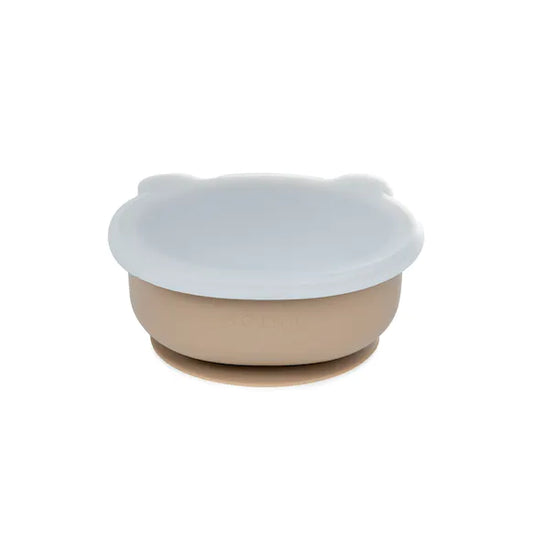 Bol silicone avec couvercle - Taupe